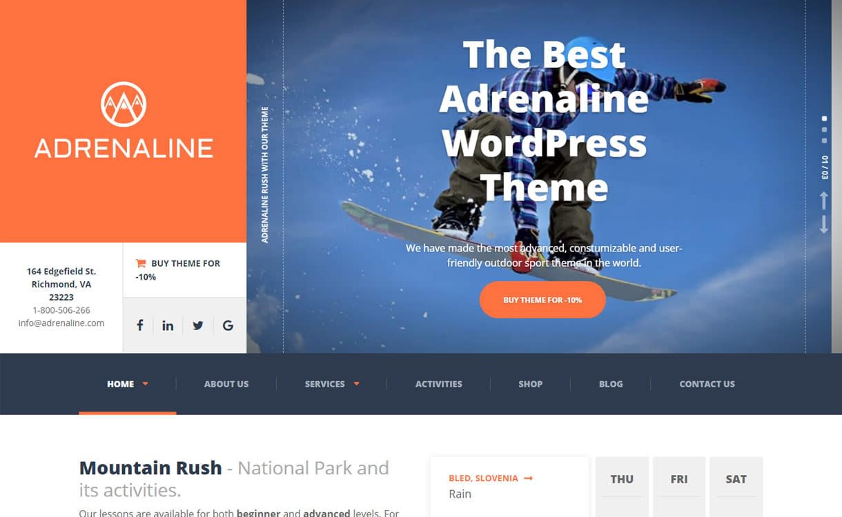 List of 10 Best Travel Wordpress Themes That You Are Finding 18 Adrenaline