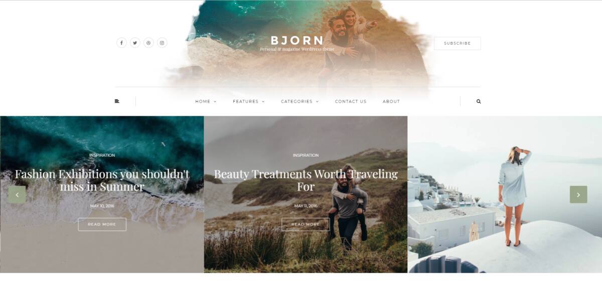 best personal blog wordpress themes Bjorn