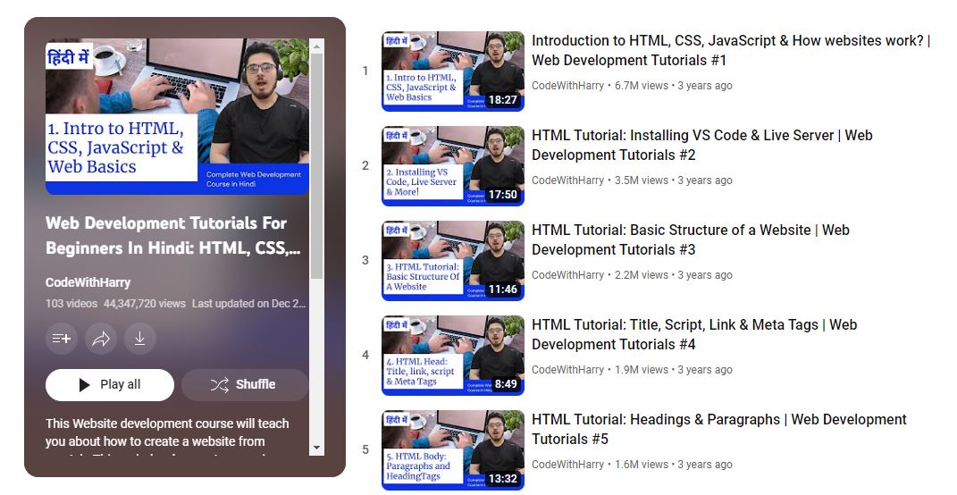 10+ Best Free and Paid Web Development Courses in Hindi 11 CodewithHarry