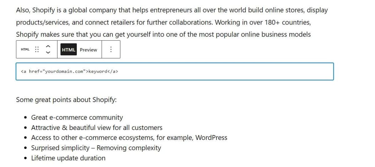 copy code into html text box