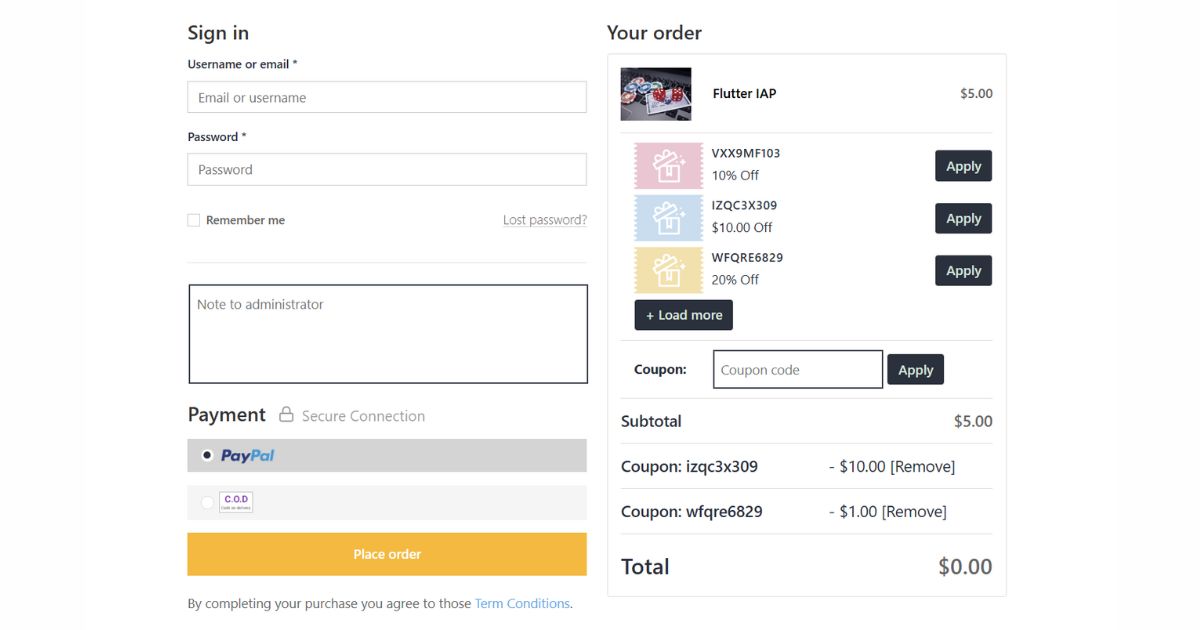 New Eduma Perks: Bonus Upsell Add-on with New Layouts 12 The payment section is integrated with the coupon function of UpSell Add-on