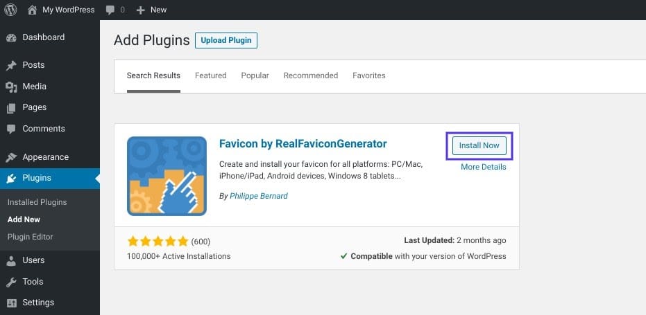 Best 3 Methods To Add A WordPress Favicon To Your Site 13 install favicon plugin