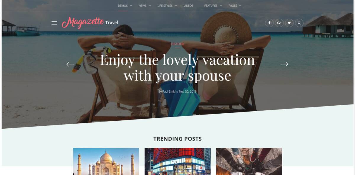 best personal blog wordpress themes Magazette Travel
