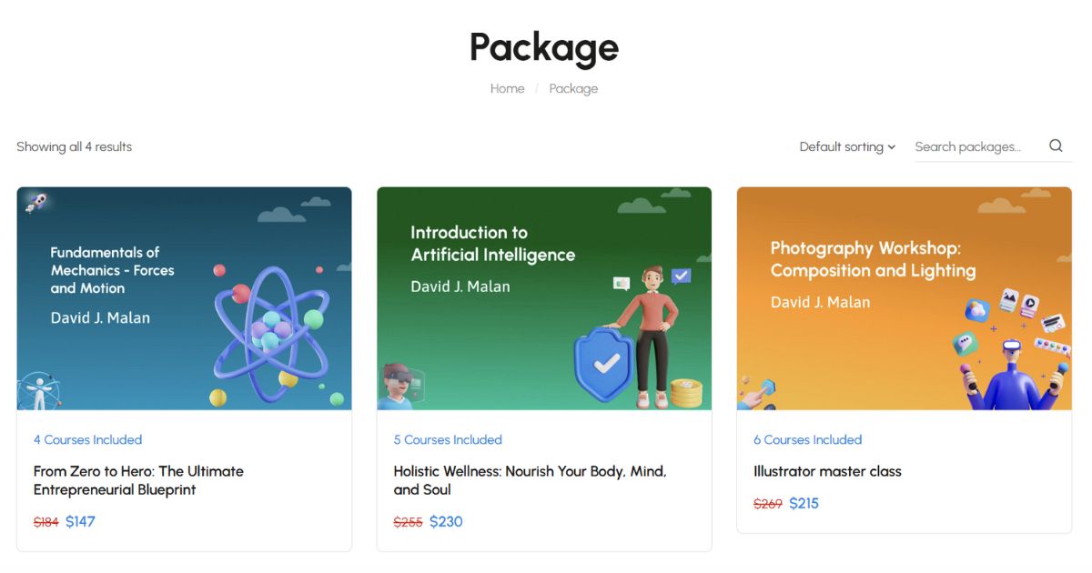 New Eduma Perks: Bonus Upsell Add-on with New Layouts 9 Package Listing on Eduma Online Learning