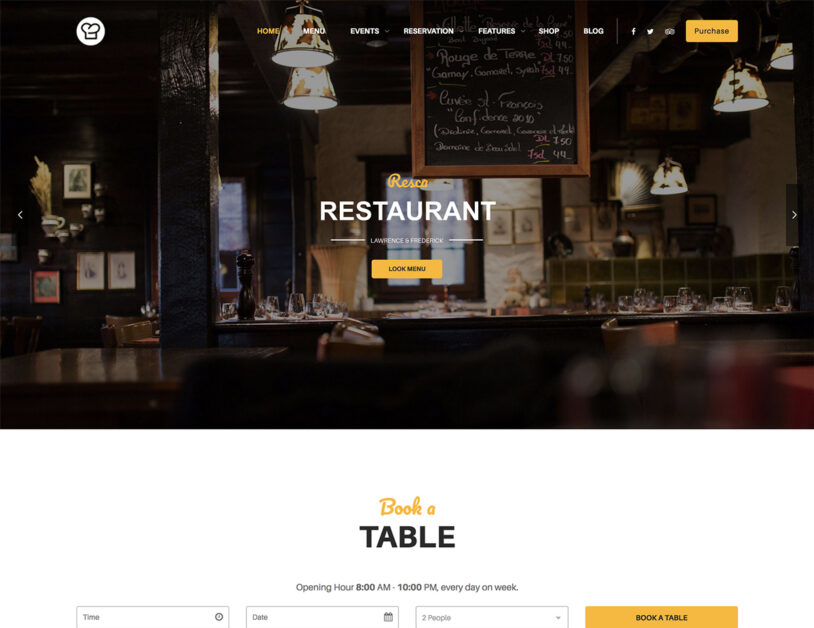 The Most Optimized WordPress Themes for Restaurants 8 resca wordpress theme for restaurant