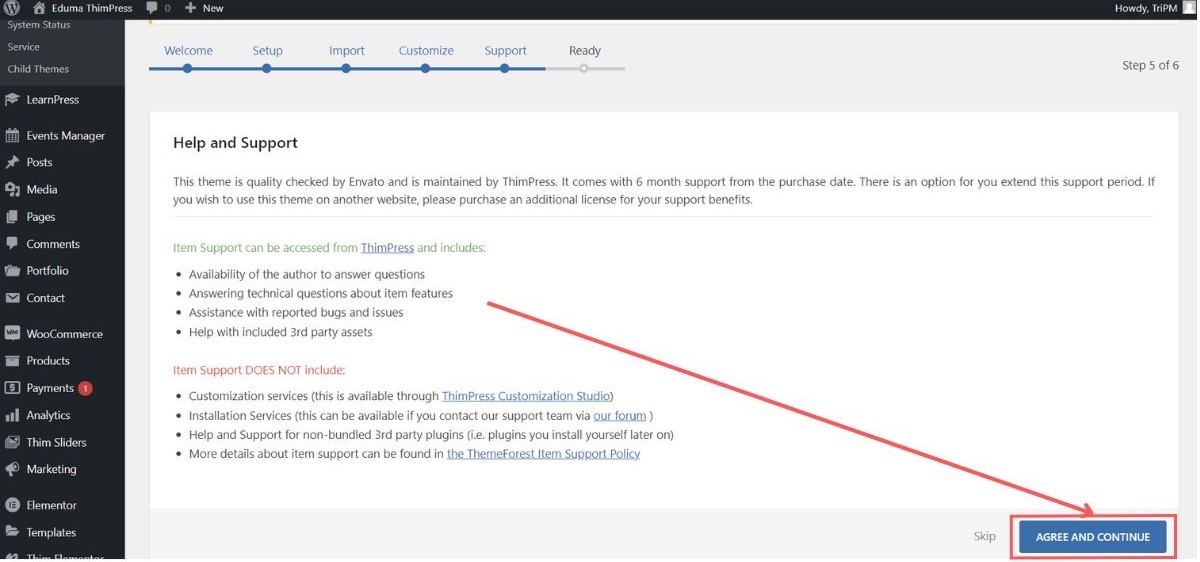 Help and Support of Eduma