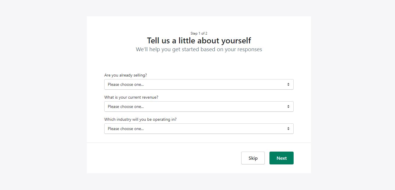 How to create an Online Store with Shopify? 26 tell shopify about yourself