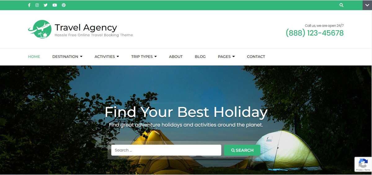11 Best Free Landing Page WordPress Themes 20 Theme Travel Agency