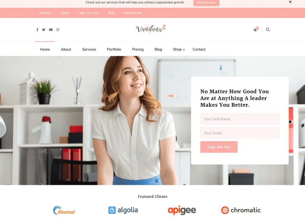 11 Best Free Landing Page WordPress Themes 15 vandana lite