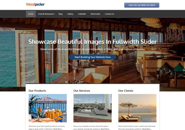 Best Modern Luxury Restaurant WordPress Themes 8 woodpecker-wp-theme