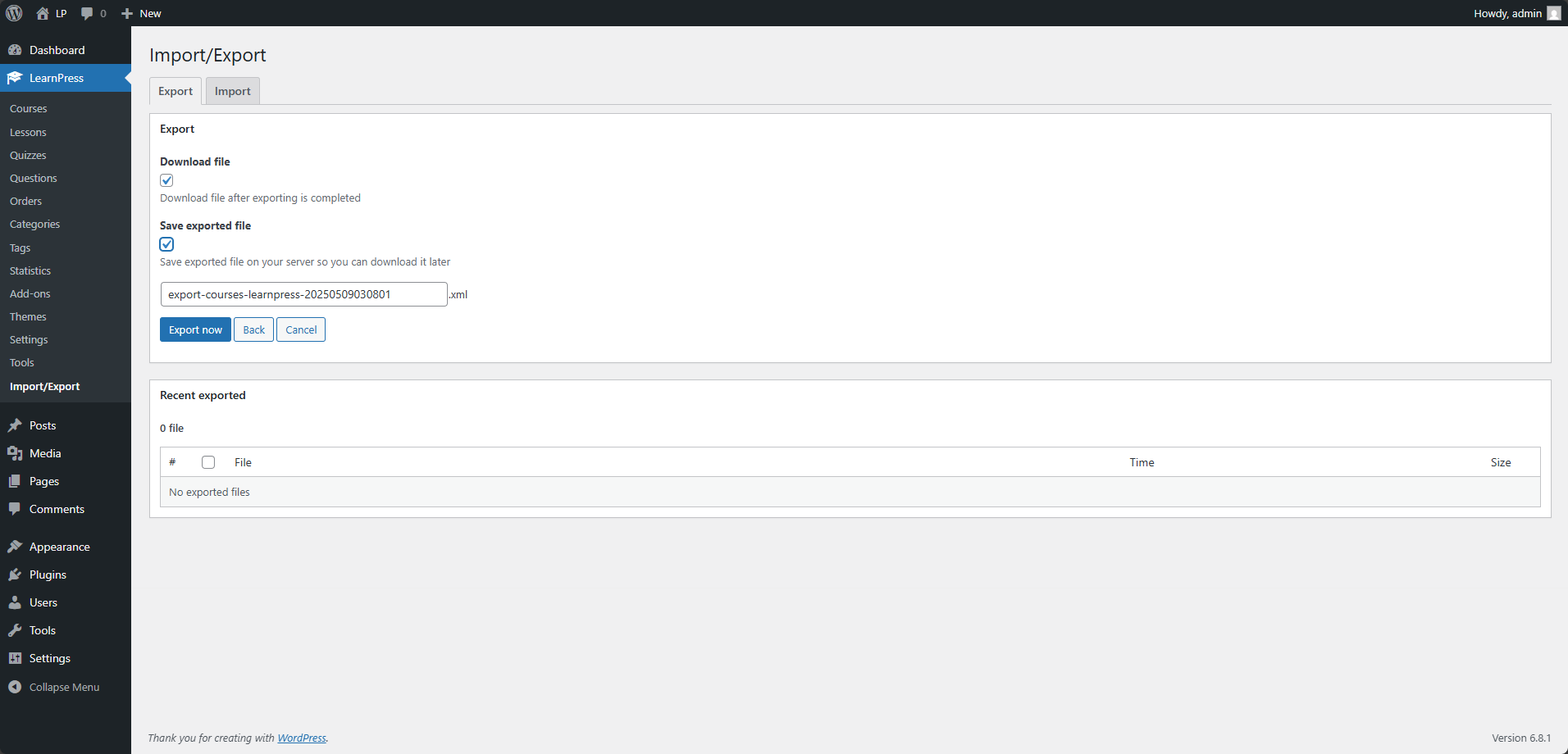 LearnPress - Export Import 3 5