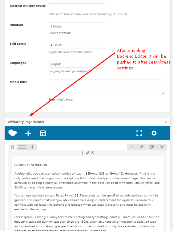 WP Bakery Page Builder With Eduma’s Course And LearnPress 19 enable VC - learnpress