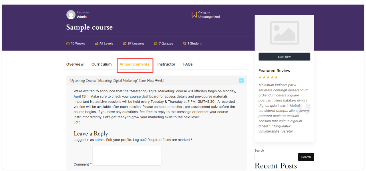 Announcement Add-on for LearnPress 6 announcement-5