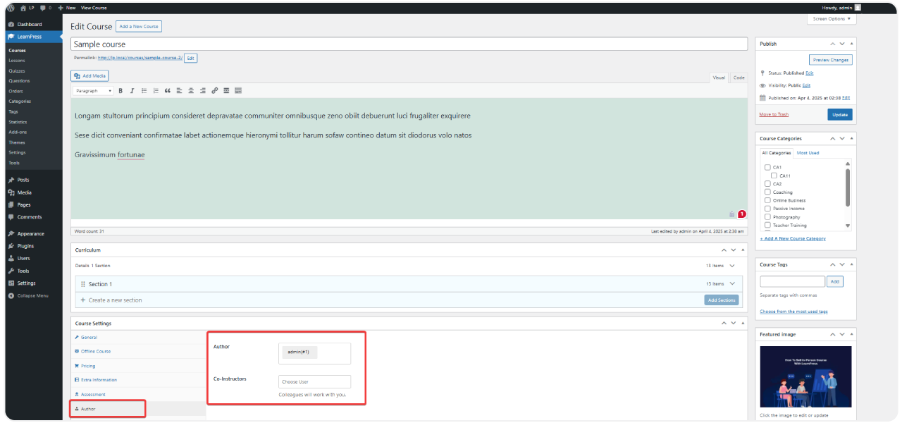Co-Instructors Add-on for LearnPress 2 co-instructors-2