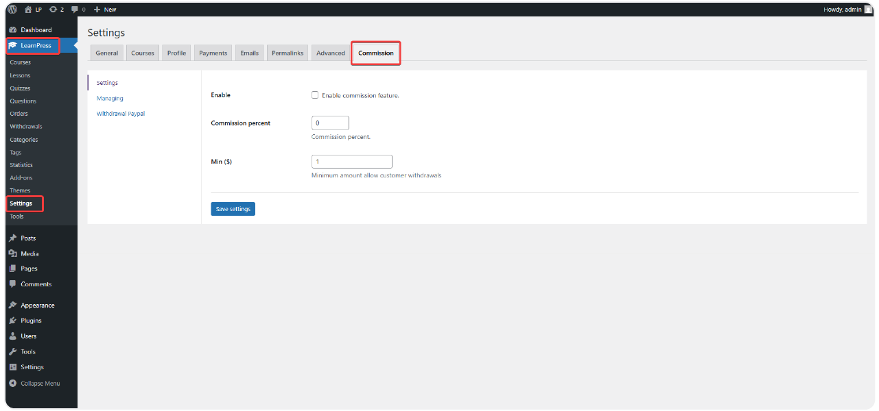 Commission Add-on for LearnPress 2 commission-4