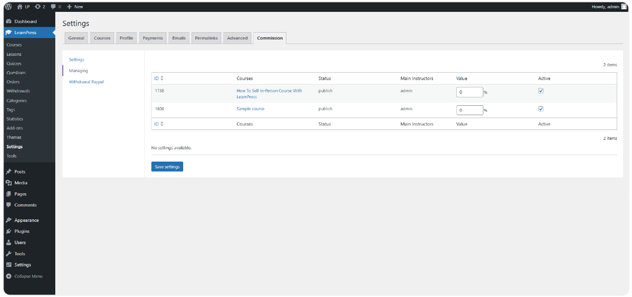 Commission Add-on for LearnPress 3 commission-5