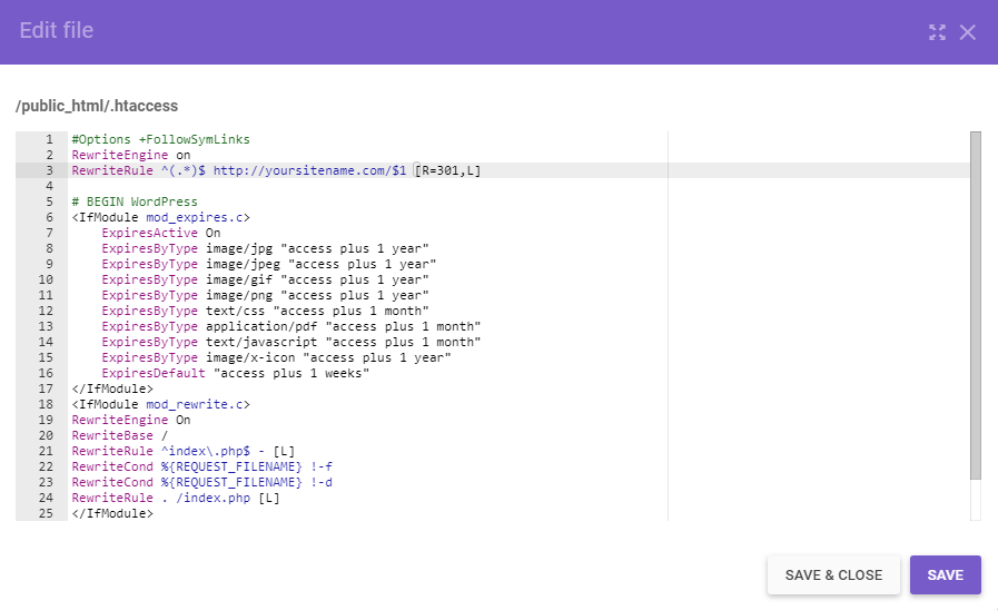 WordPress Change Domain: Guide and Tips 12 htaccess file