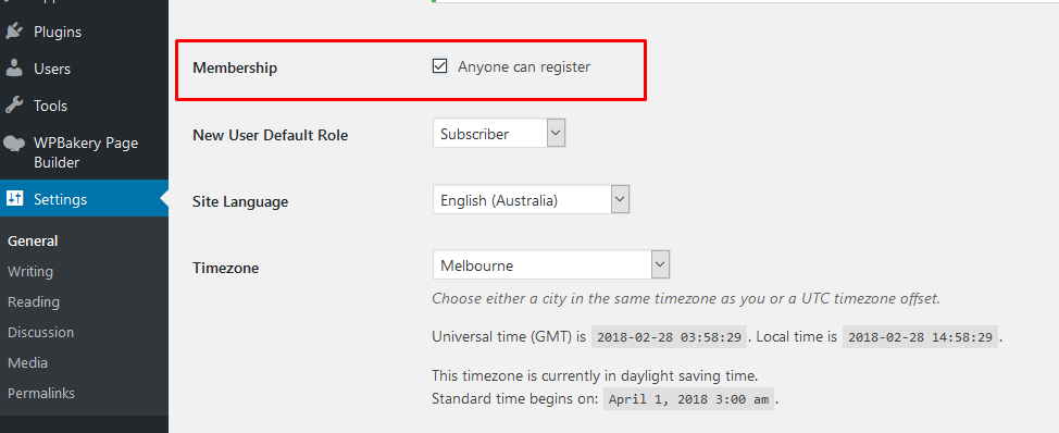 Enable Register Button in WordPress
