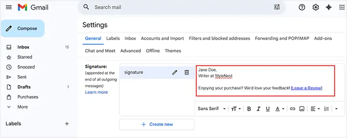 Add Review Links to Email Signatures and Order Receipts
