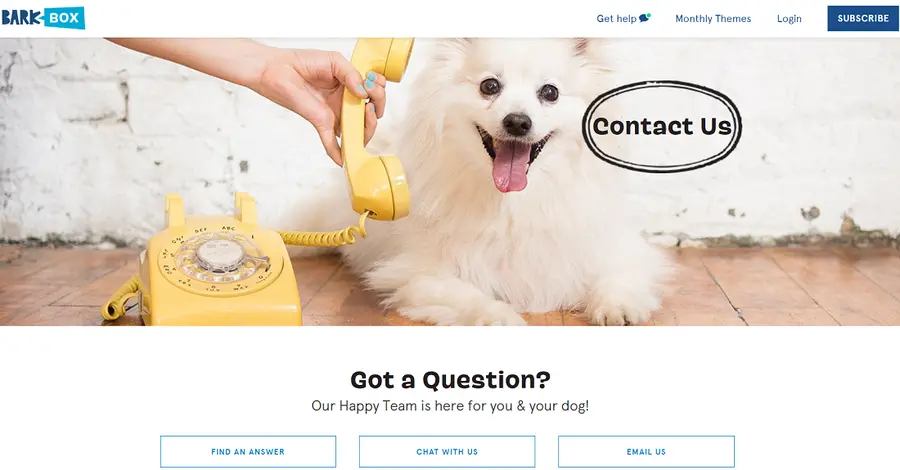 How To Create Trust-Building Content for New E-Commerce Stores 7 Barkbox Contact Page