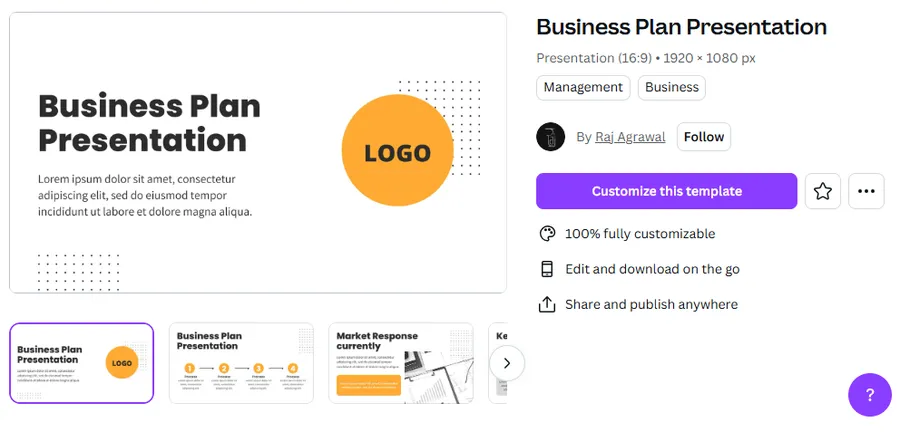 8+ Best Free Canva Presentation Templates 13 Business Plan Presentation