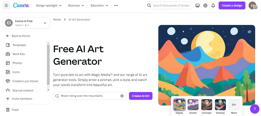How to Make Money Using AI (8+ Easy Ways) 13 Canva Free AI Art Generator