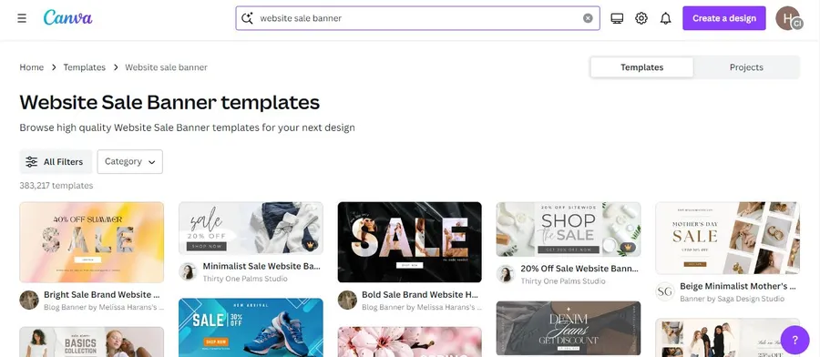 Canva Website Sale Banner Templates