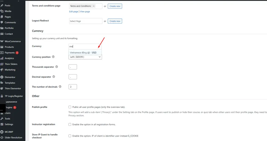 How To Use SePay in Eduma? 10 Change Currency VND