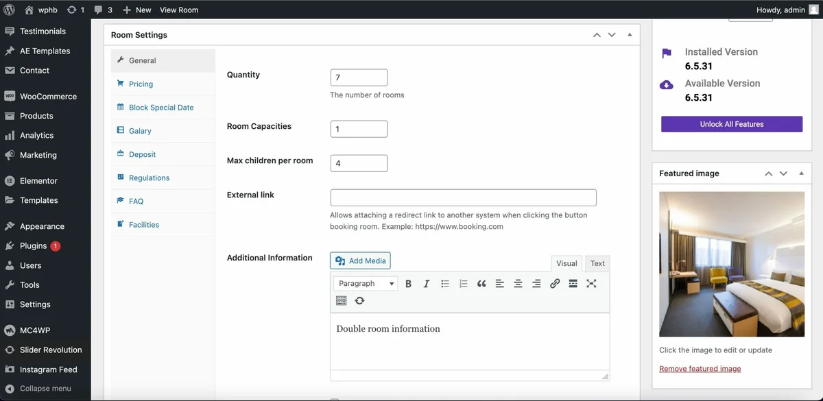 WP Hotel Booking Update v2.0.0 8 WP Hotel Booking Update: Check Available Date and Booking Room
