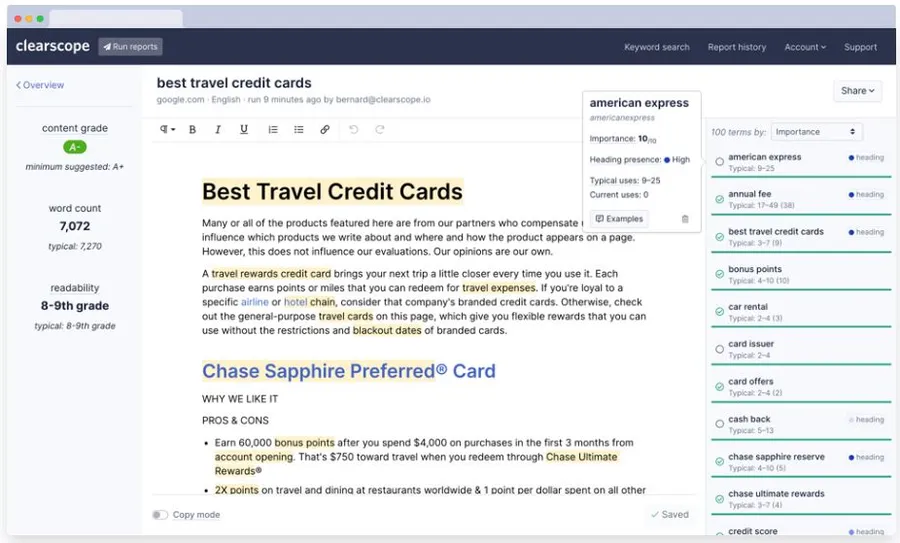 Instantly Boost Your Rankings: 8 Powerful AI Search Engine Optimization Tools 11 Clearscope AI