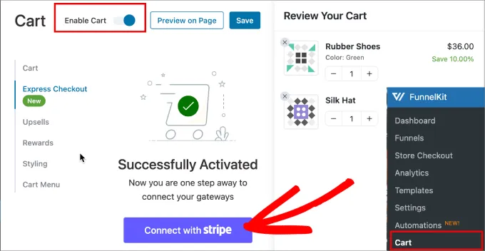 How To Set Up a One-Click Checkout in WordPress: 2 Simple Methods 17 Connect With Stripe Funnelkit Automations