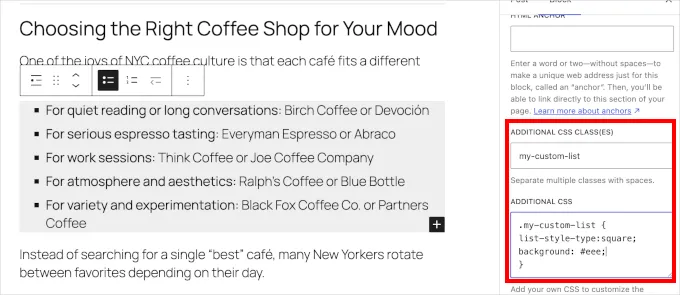 Custom CSS Block Level