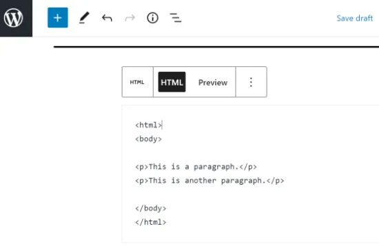 Custom HTML Code in WordPress Editor