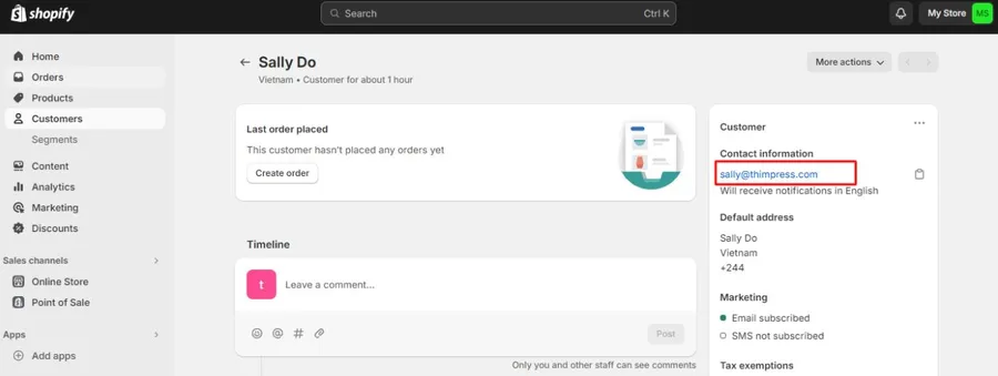 Customer Email Address Shopify