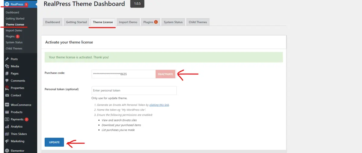 Fix ThimPress Products License on Wrong Site 6 Deactivate Theme License