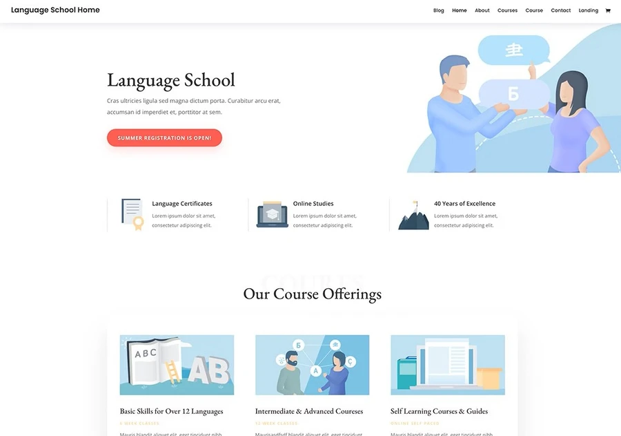 10 Best Language Learning WordPress Theme Selections 14 Divi Language School