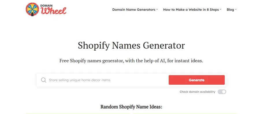 Top 8+ Shopify Business Name Generators 16 Domain Wheel