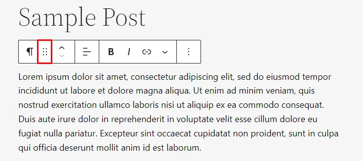 Drag and Drop Icon The Block Toolbar
