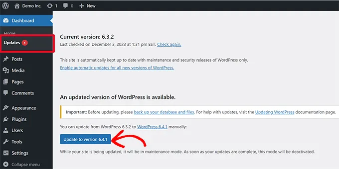 Easy To Update WordPress