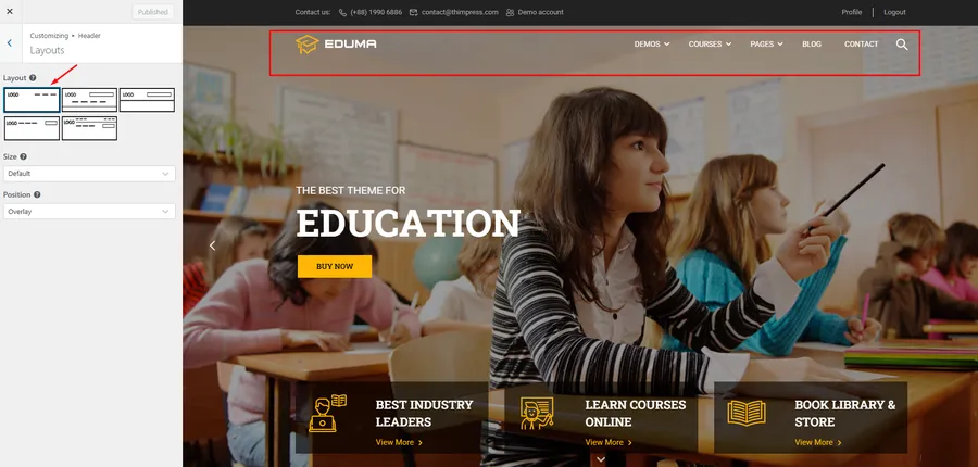 Eduma Header Layouts