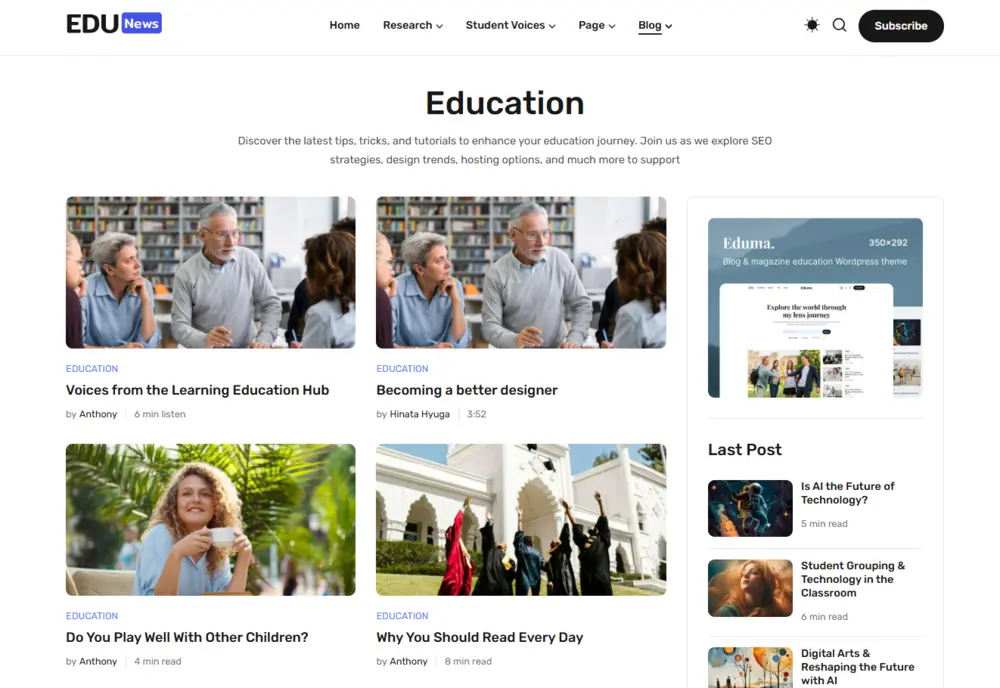 EduNews - Eduma's Brand New "Education New" Demo Is Here! 16 EduNews Blog Grid Layout Default