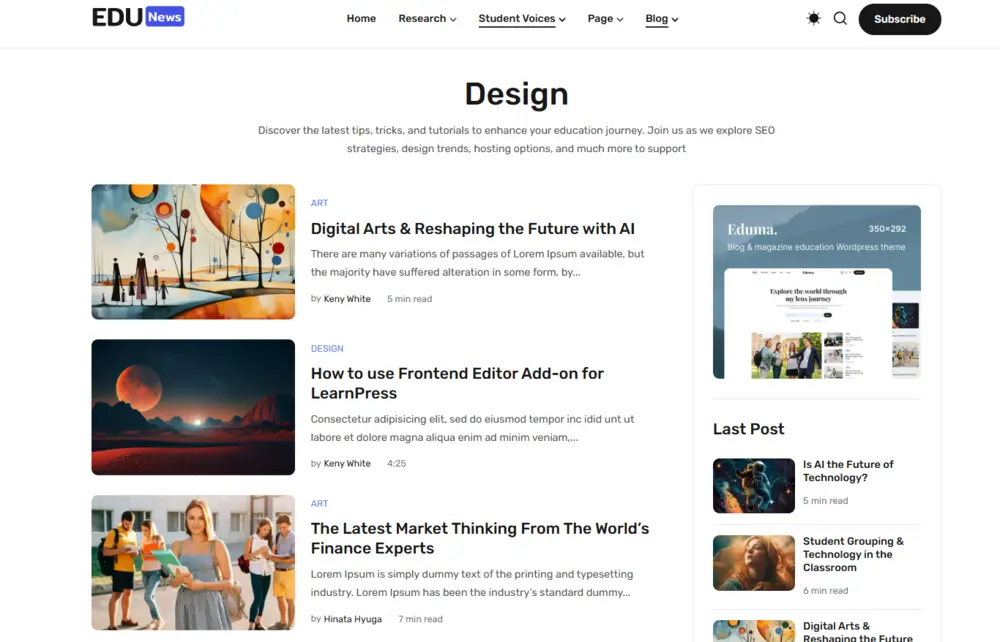 EduNews - Eduma's Brand New "Education New" Demo Is Here! 15 EduNews Blog List