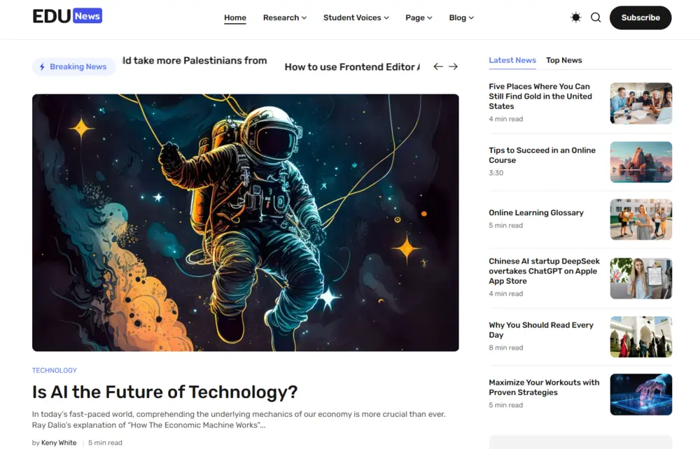 EduNews - Eduma's Brand New "Education New" Demo Is Here! 11 Edunews Homepage First Screen Image