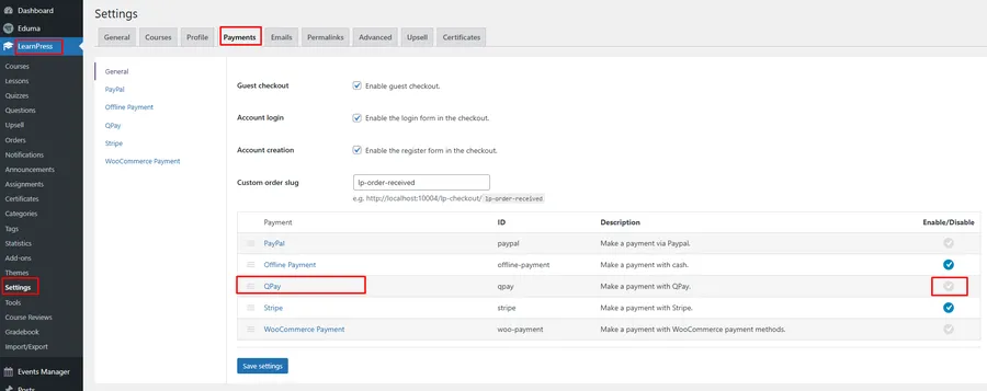 How To Use QPay in Eduma: A Complete Guide 11 Enable QPay