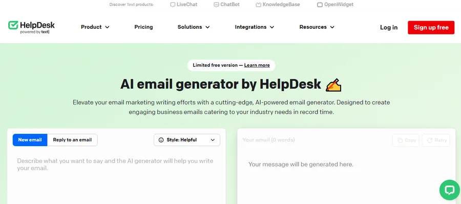 HelpDesk AI Email Generator