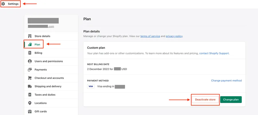 How To Cancel Shopify Subscription (in 4 Steps) 8 Deactivate Shopify Store