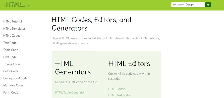 Top 11 HTML Code Generators 14 HTML.am