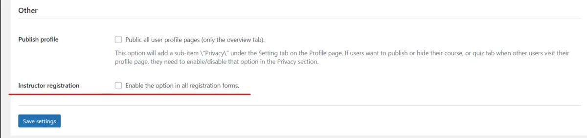 How to Add LearnPress Instructor to a Course 6 Instructor Registration Option