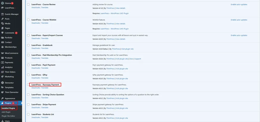 LearnPress - Razorpay Payment