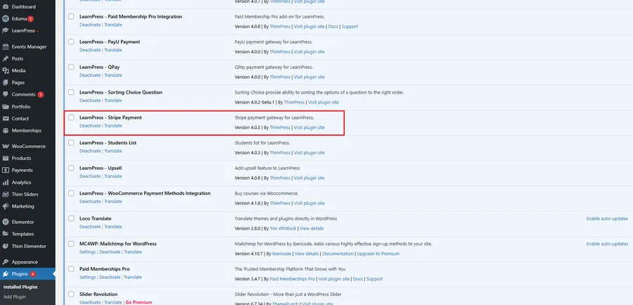 LearnPress - Stripe Payment